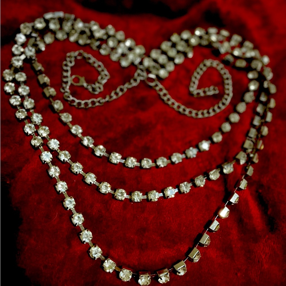 Rhinestones studded belt or dazzling belly chain M/L and adjustable for size S